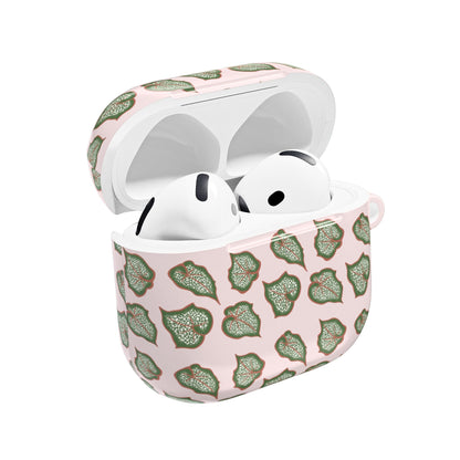 Begonia Pattern Earbud Case – Slim Protective Cover With Carabiner