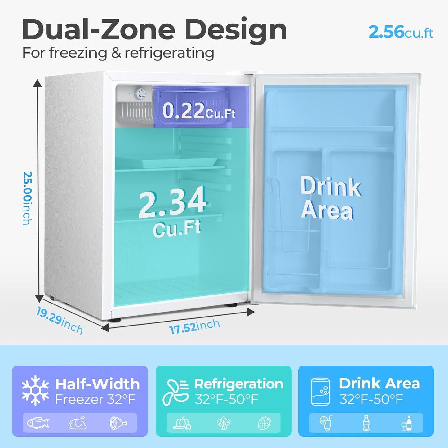 2.6\3.2 cu. ft Mini Fridge with Freezer