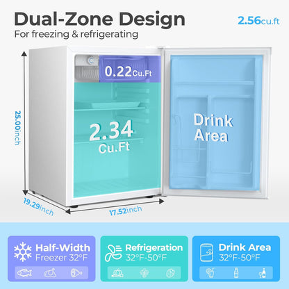 2.6\3.2 cu. ft Mini Fridge with Freezer