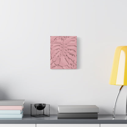 Soft Pink Monstera Canvas Print – Botanical Wall Art