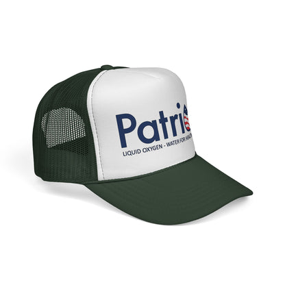 Patriox Trucker Hat — Patriotic Logo Mesh Cap ("Liquid Oxygen — Water for Health Freedom")
