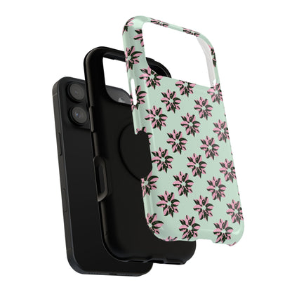 Pink Princess Philodendron Pattern Phone Case – Dual Layer Protective Cover
