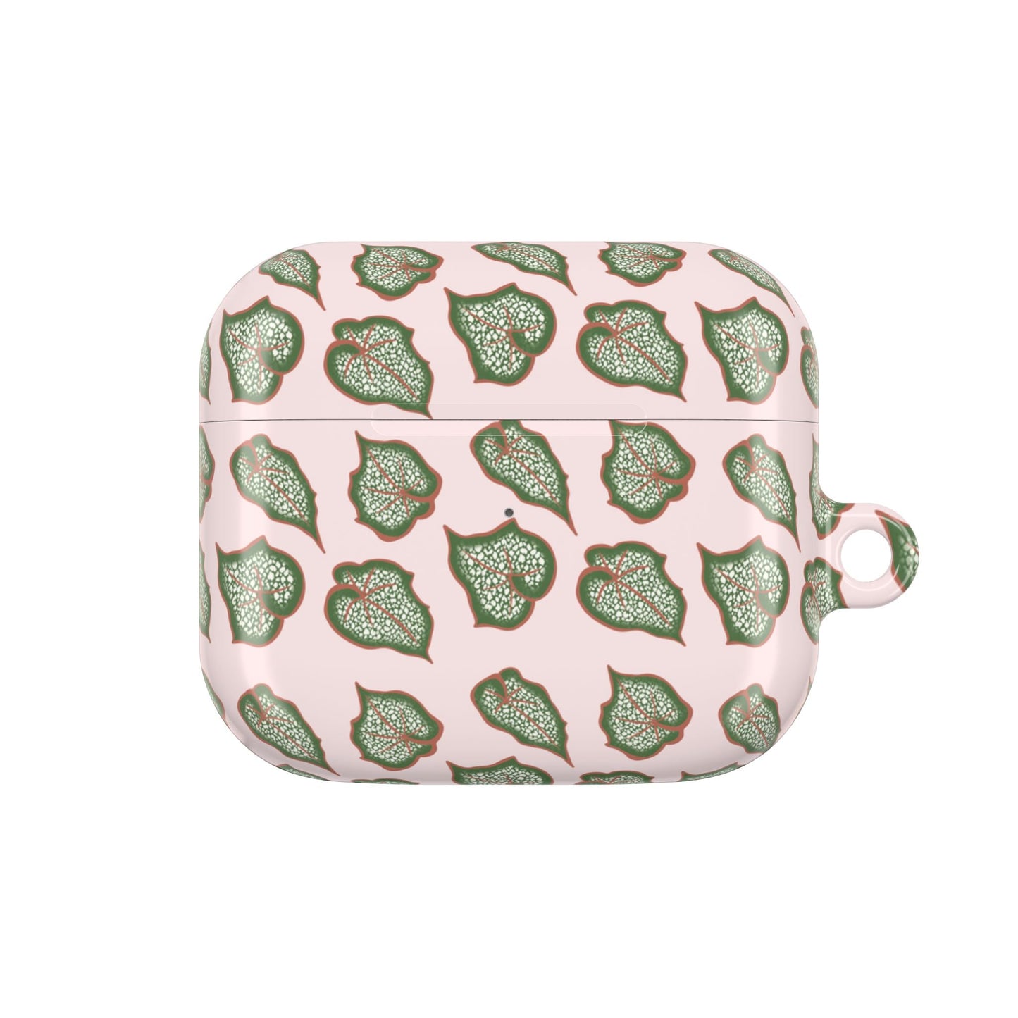 Begonia Pattern Earbud Case – Slim Protective Cover With Carabiner