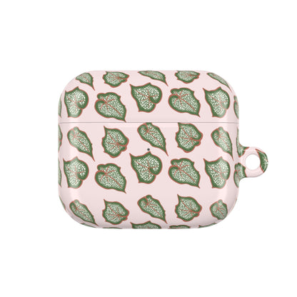 Begonia Pattern Earbud Case – Slim Protective Cover With Carabiner