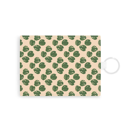 Monstera Pattern Card Holder – Vegan Leather Slim Wallet
