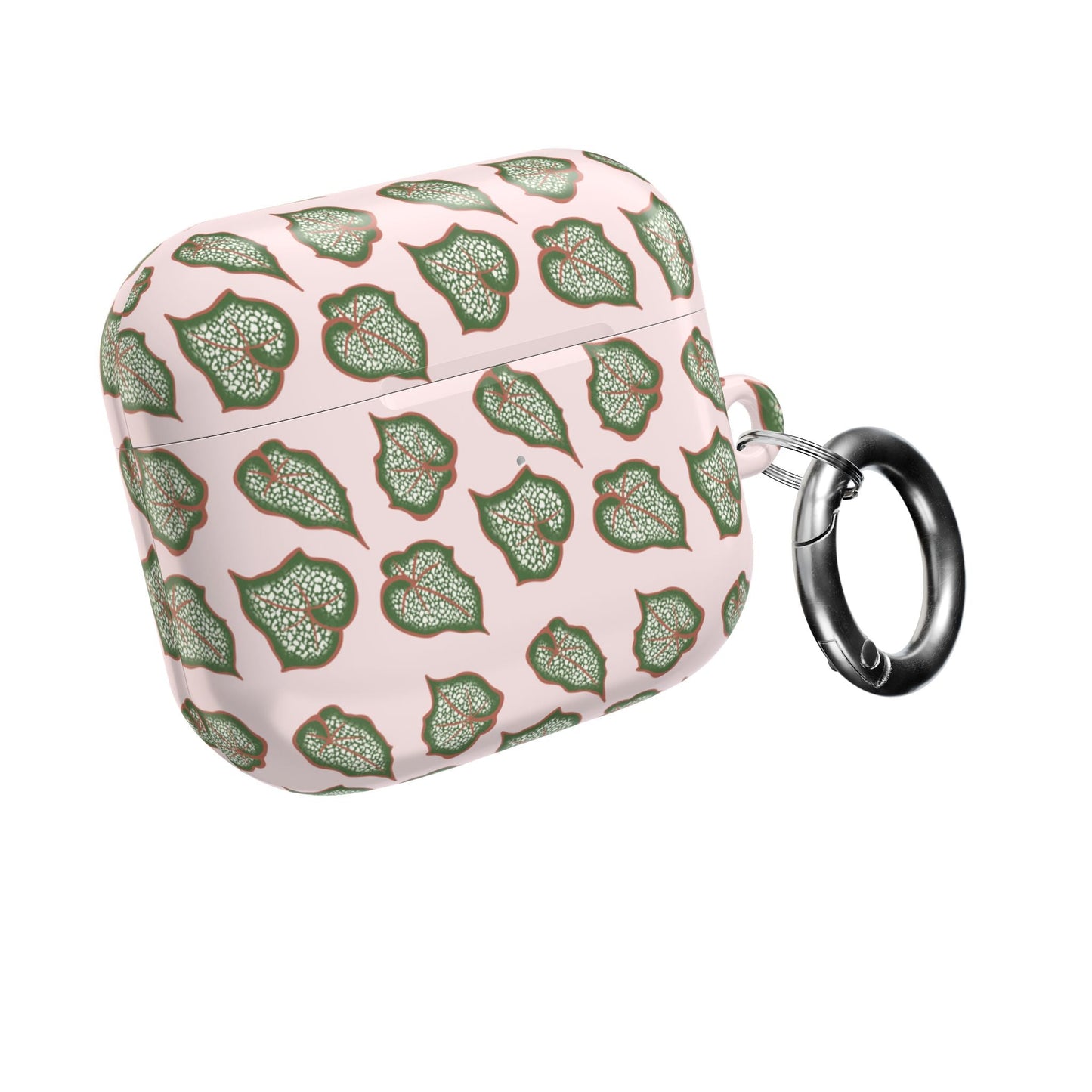 Begonia Pattern Earbud Case – Slim Protective Cover With Carabiner