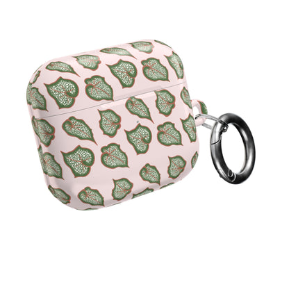 Begonia Pattern Earbud Case – Slim Protective Cover With Carabiner