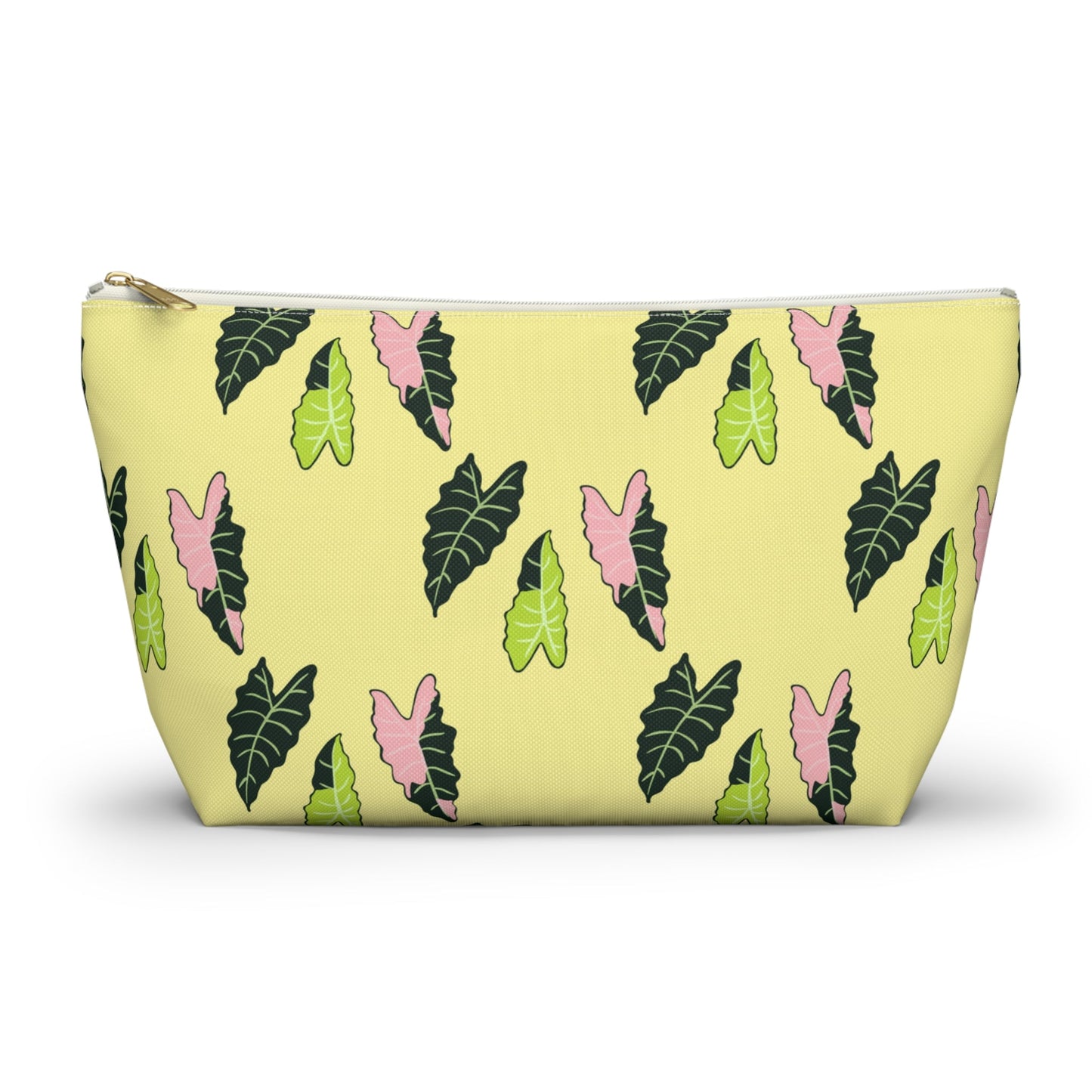 Alocasia Pattern Accessory Pouch – Zippered Catch-All With T-Bottom