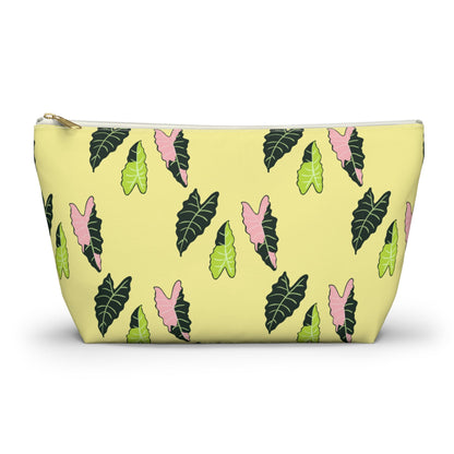 Alocasia Pattern Accessory Pouch – Zippered Catch-All With T-Bottom