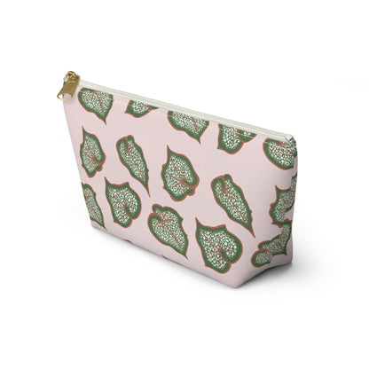 Begonia Pattern Accessory Pouch – Zippered Catch-All With T-Bottom