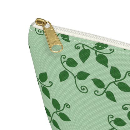 Pothos Pattern Accessory Pouch – Zippered Catch-All With T-Bottom