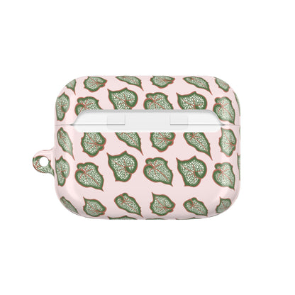Begonia Pattern Earbud Case – Slim Protective Cover With Carabiner