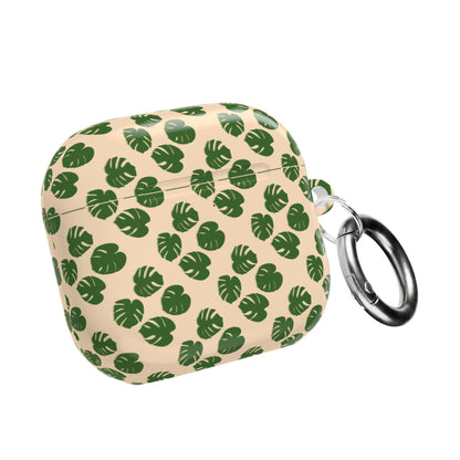 Monstera Pattern Earbud Case – Slim Protective Cover With Carabiner