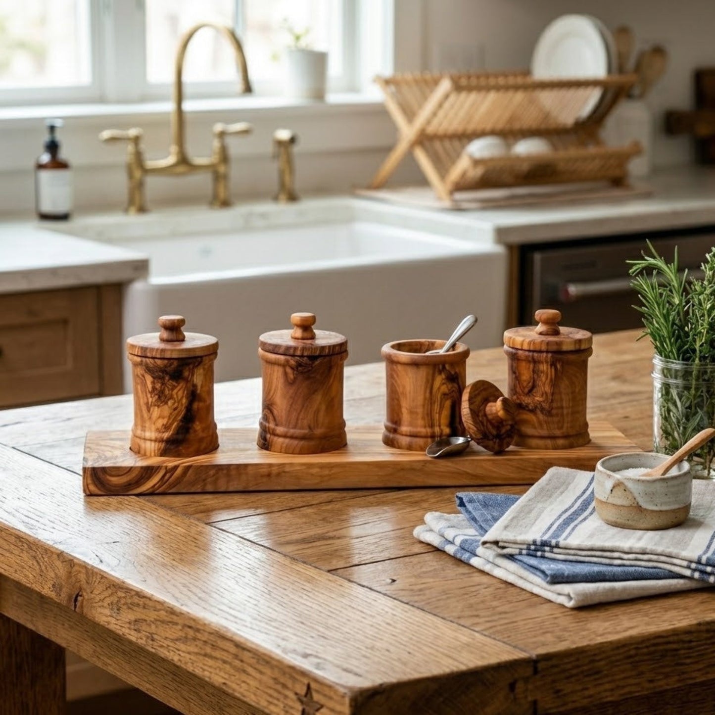 Olive Wood Canister Set
