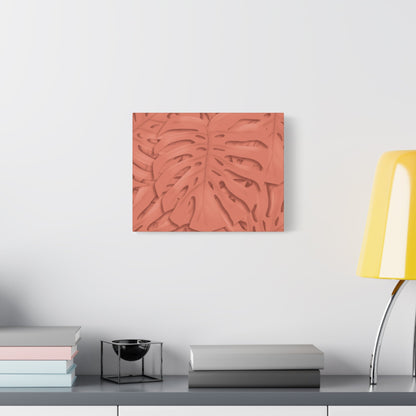 Coral Monstera Canvas Print – Botanical Wall Art