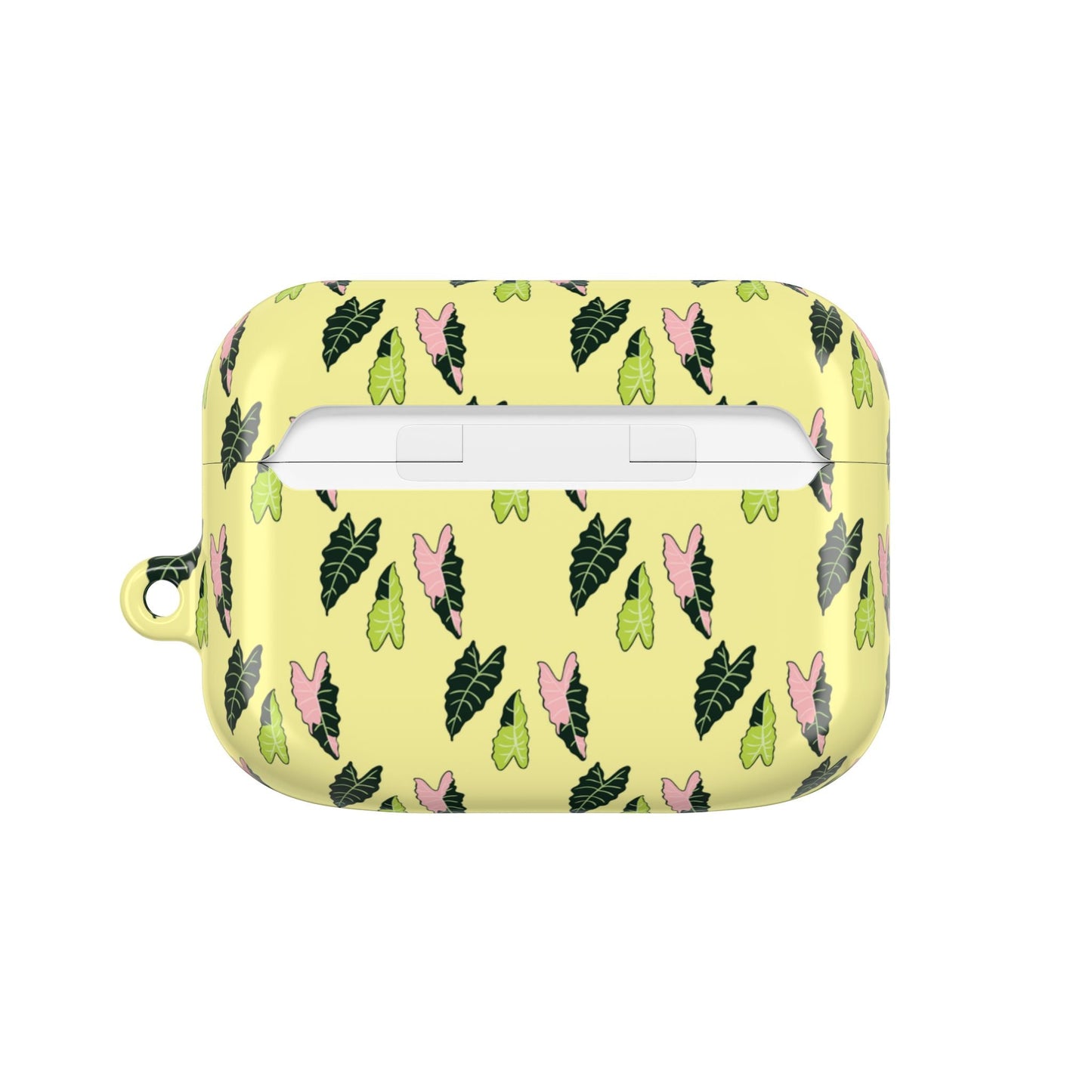 Alocasia Pattern Earbud Case – Slim Protective Cover With Carabiner