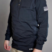 FR 3-Button Henley Shirt - Black