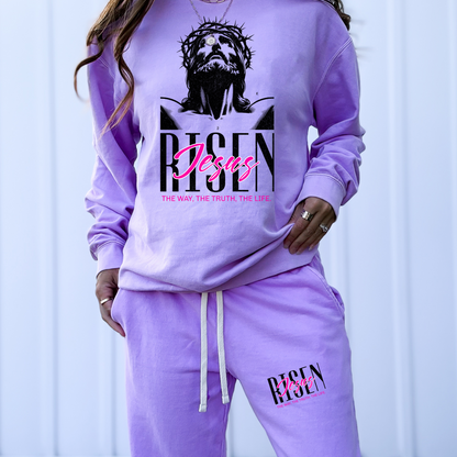 Kendall's Collection He is Risen The way The Truth The Life | Comfort Colors Crewneck Sweatshirt - Tshirt - Crop  | Inspirational Faith Shirt | Gift for Believers | Stylish Religious Apparel