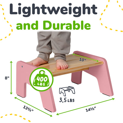 1-Step Wooden Stool for Kids(Multi-Purpose Step Stool for Kitchen, Bath, and Potty Training)