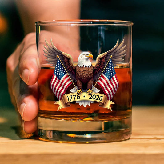 American Eagle and US Flag 250 Years Glass | Happy 250th Birthday USA | Patriotic 4th of July Glass | America Anniversary | Independence Day Whiskey Glass Beer Glass 682563