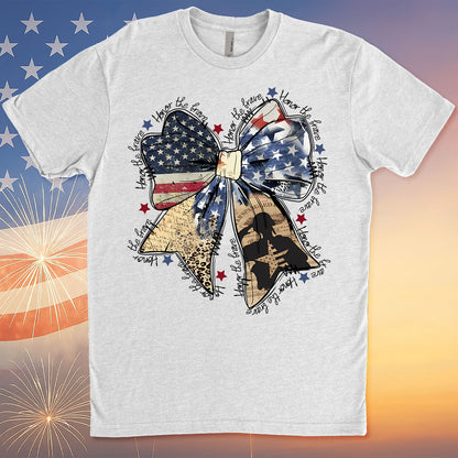 Honor The Brave Shirt | Coquette American T-Shirt | Memorial Coquette Bow Shirt | 4th of July Shirt | Independence Day Tee 682311