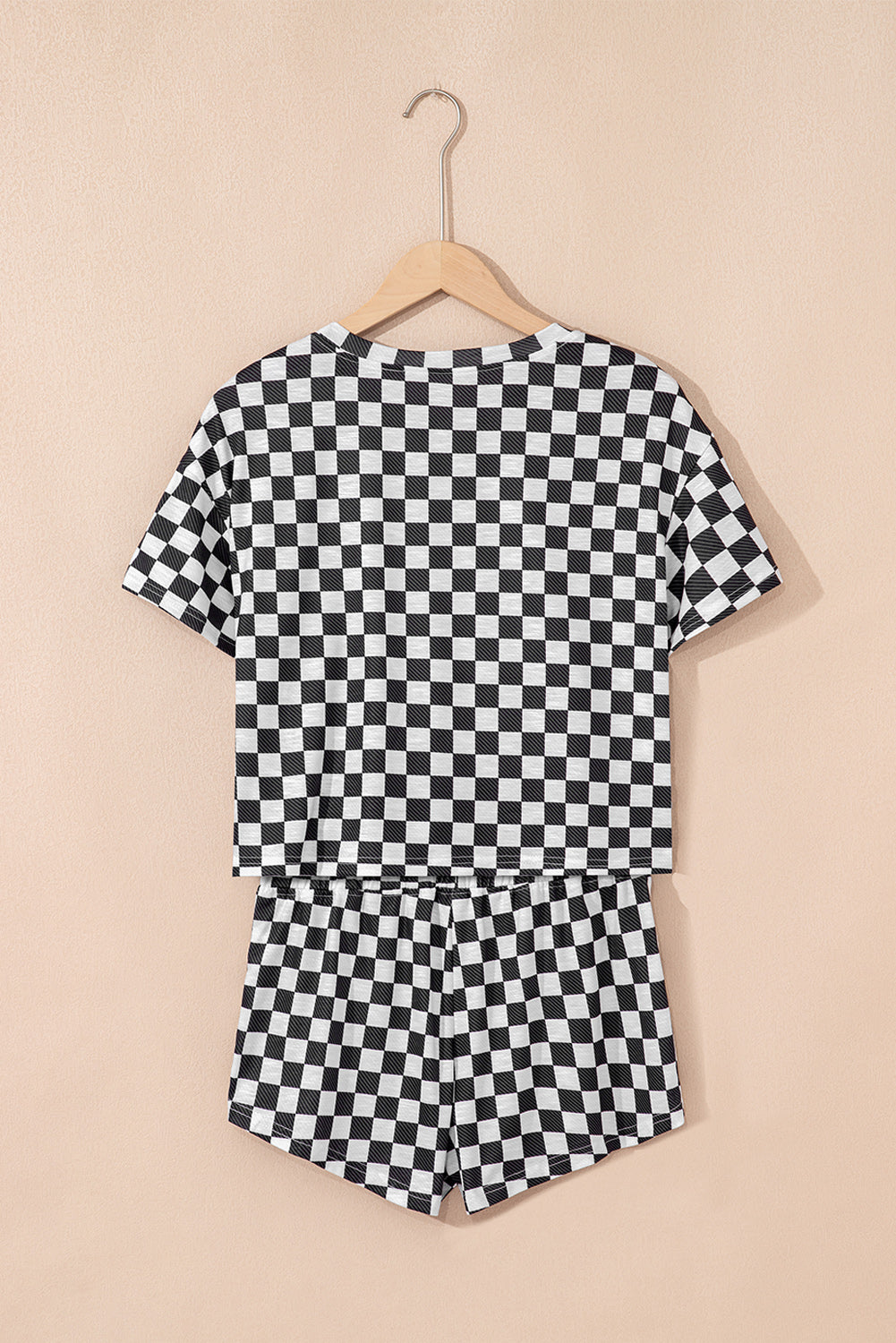 Luxury Checkerboard T Shirt and High Waist Skorts Set