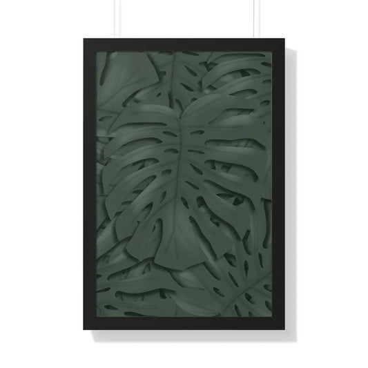 Deep Green Monstera Framed Print – Botanical Wall Art
