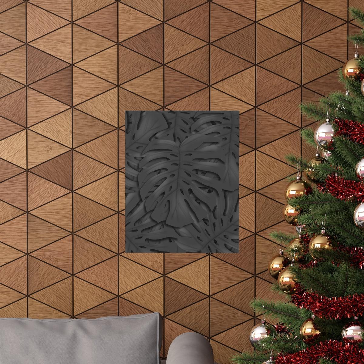 Charcoal Monstera Botanical Print – Unframed Wall Art