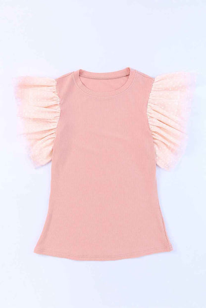 Pink Layered Ruffle Knit Blouse