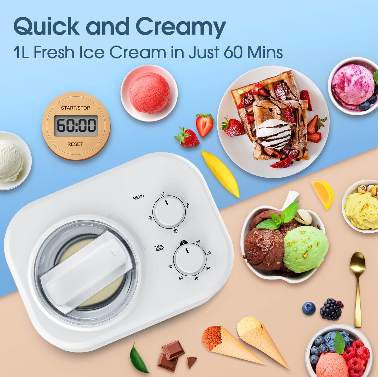 1L Ice Cream Maker with Compressor IC3910