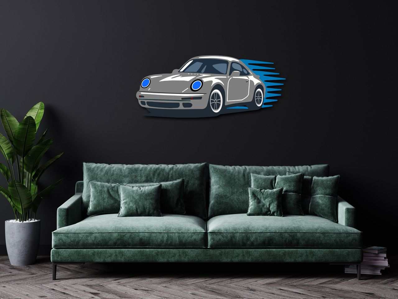 Garage wall decor steel art Performance Coupe Steel Wall Art