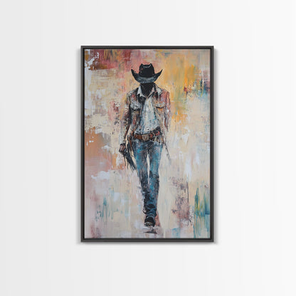 Cowboy, Vintage Horse Art, Southwest Wall Art, Rustic Wall Art, Canvas Print, Above Couch Art, Bedroom Art, Farmhouse Art