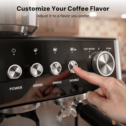 Kismile Espresso Machine, Semi-Automatic Coffee Maker with Bean Grinder and Milk Frother Steam Wand