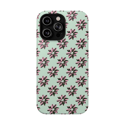 Pink Princess Philodendron Pattern Phone Case – Dual Layer Protective Cover