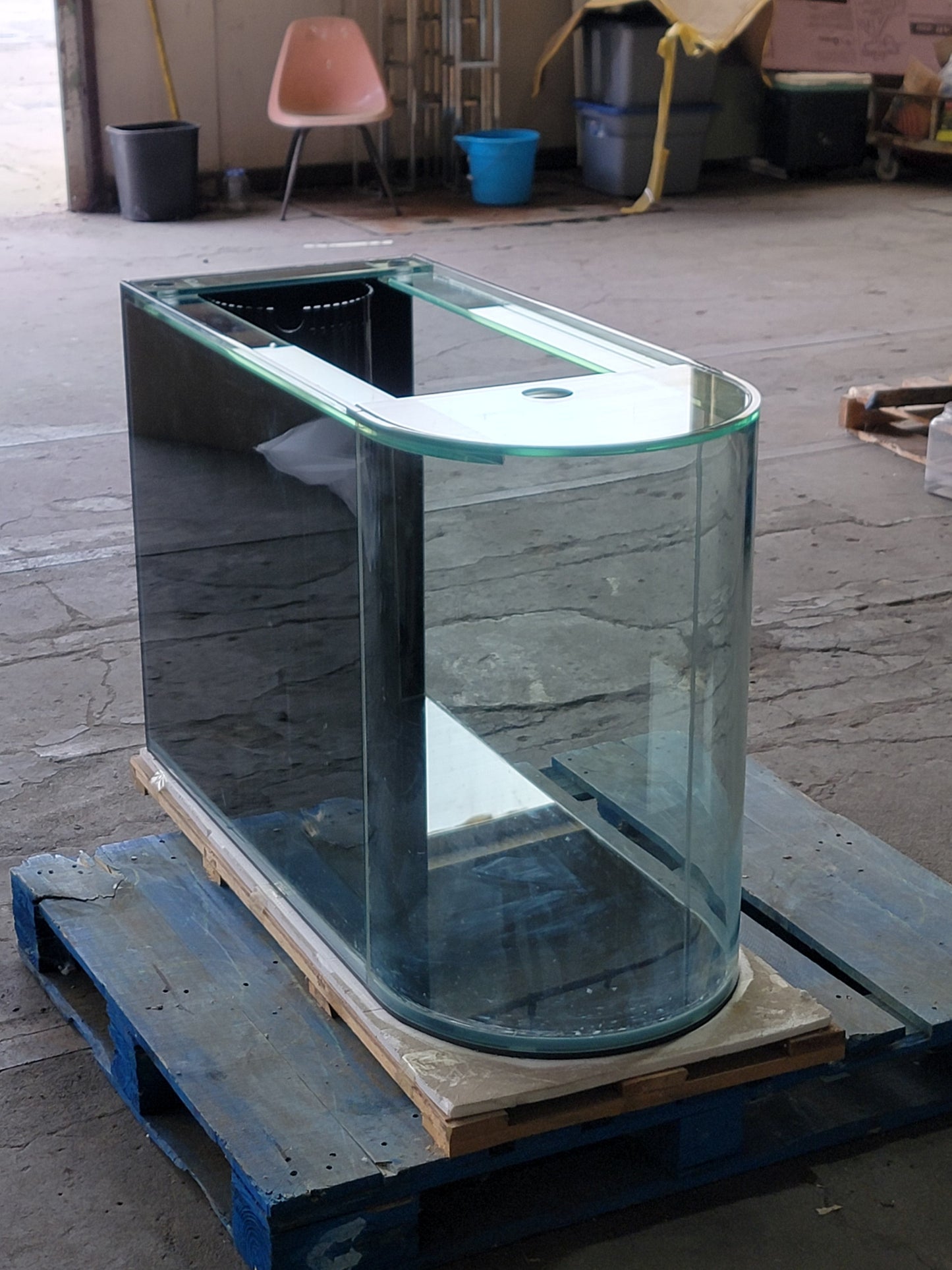 120 Gallon U-Shape Bullnose Peninsula Divider Glass Aquarium Reef-Ready in Rose Cherry Real Wood Furniture