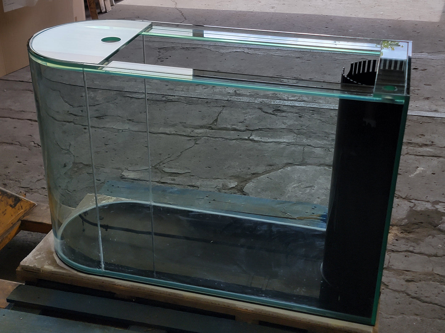 120 Gallon U-Shape Bullnose Peninsula Divider Glass Aquarium Reef-Ready in Rose Cherry Real Wood Furniture
