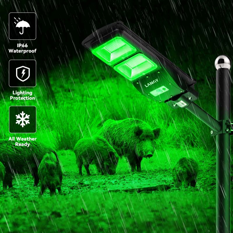 Solar Green Feeder Light for Hunting -12,000 lumens
