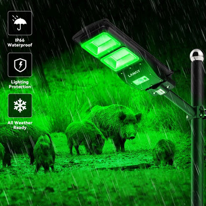 Solar Green Feeder Light for Hunting -12,000 lumens
