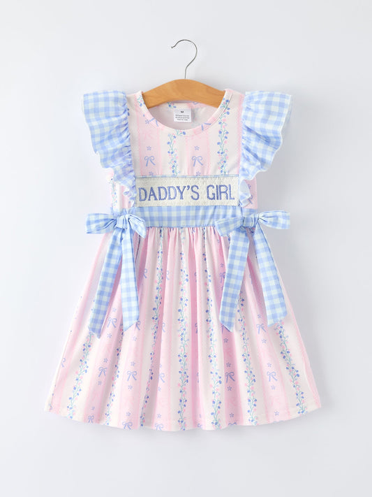 “DADDY'S GIRL” Smocked Plaid Girls Dress