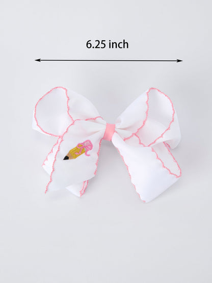 Back to School Yellow Pencil Bow Hair Clip 6.25 Inch