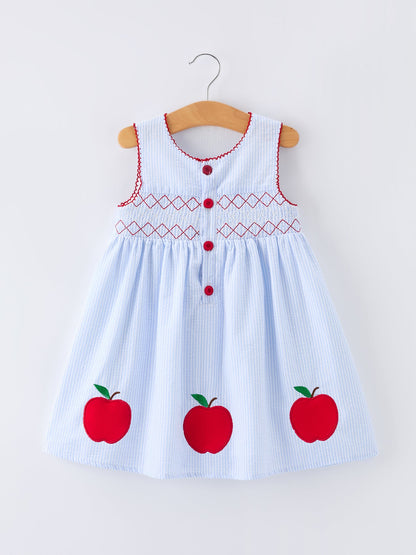 Girls Back To School Apple Twirl Dress Smocked