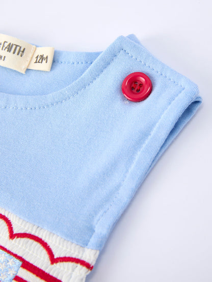 4th of July Flag Baby Boys Romper Smocked