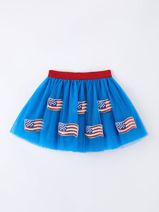 4th of July American Flag Girls Tulle Skirt