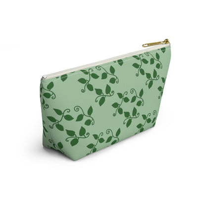 Pothos Pattern Accessory Pouch – Zippered Catch-All With T-Bottom