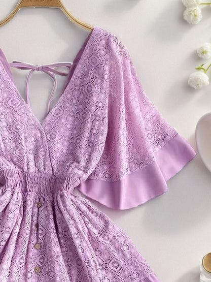 PREORDER: Hope Ruffle Hem Lace Mini Dress