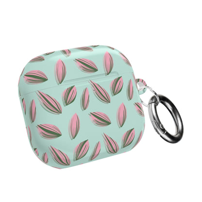Tradescantia Nanouk Pattern Earbud Case – Slim Protective Cover With Carabiner