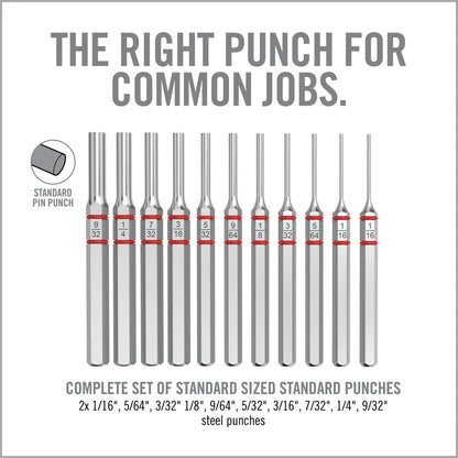 Armorer’s Master Hammer and Accu-Punch 11-Piece Standard Pin Punch Set