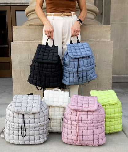 Stevie Quilted Puffer Backpack Large Front Compartment