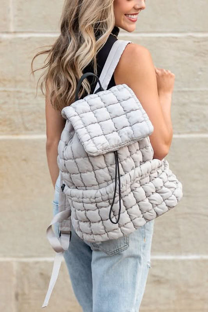 Stevie Quilted Puffer Backpack Large Front Compartment