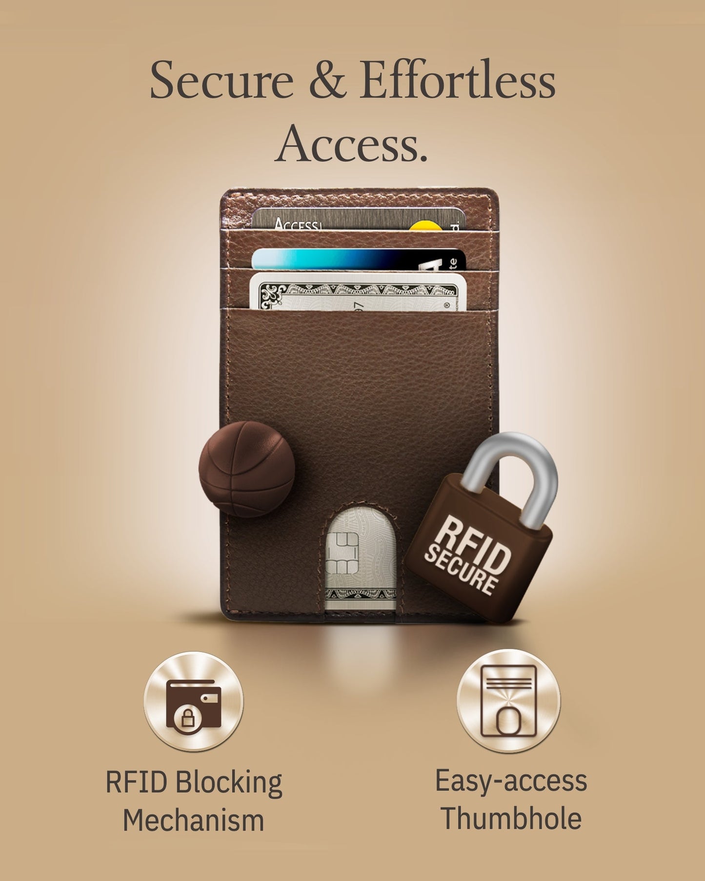 Genuine Leather Slim Card Holder – RFID Blocking, Thumb-Hole Access